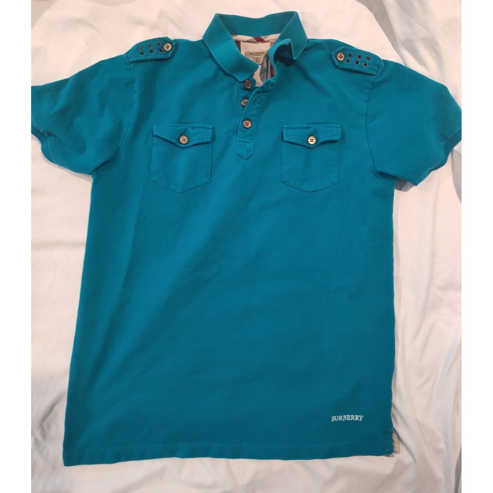 Boy's Burberry Polo Shirt w/ 2 Front Pockets XXL Made In Italy